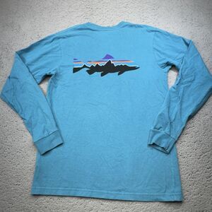 Patagonia Shirt Mens XS Blue Fitz Roy Trout Long Sleeve Organic Cotton Gorpcore